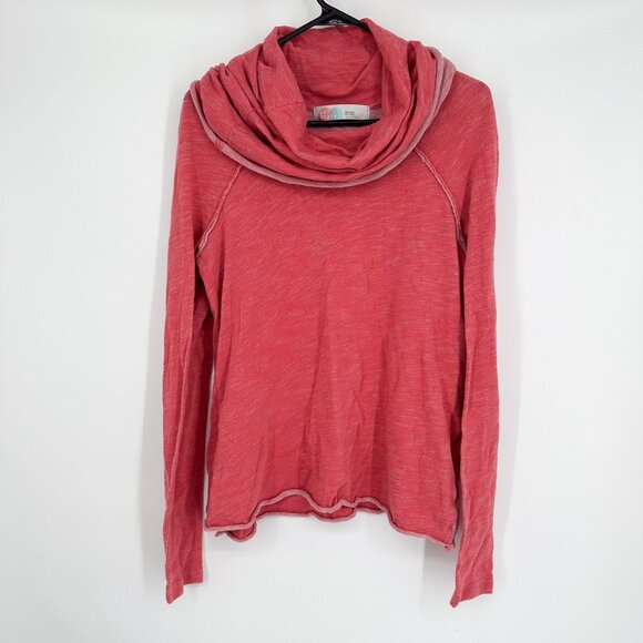 Free People Beach Coral sweater cowl neck 100% Cotton‎ - Picture 1 of 7
